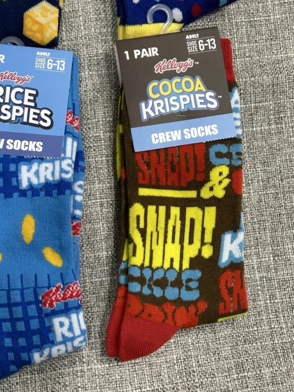 Lot of 4 Novelty Crew Socks Pop Culture Coca Krispies Rice Krispies Kellogg's